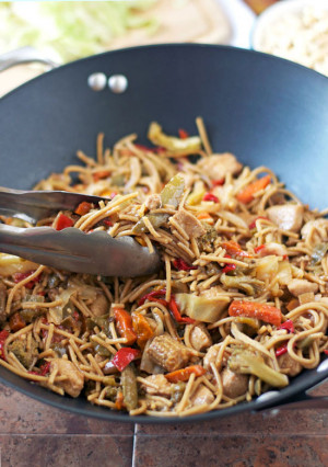 and Sour Noodle Stir Fry with Peanut Chicken. An easy, healthy chicken ...