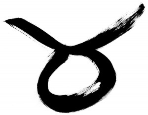 The Taurus symbol in ink, by Stefan Stenudd.