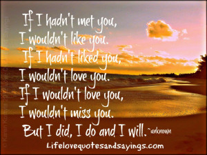 If I hadn't met you, I wouldn't like you. If I hadn't liked you, I ...