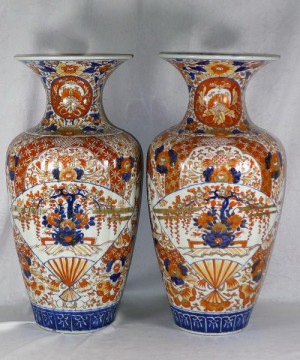 Antique Quality Pair 19th C Japanese Imari Vases