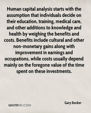 Gary Becker summarises the analysis of human capital