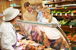 Convenience, Deli and Grocery Family looking at grocery display