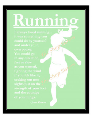 Track Running Girl Olympics Silhouette Green and White 8 x 10 Print ...