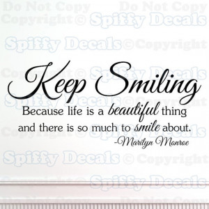 Keep Smiling Marilyn Monroe wall quote