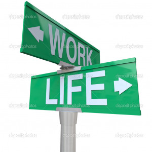 to the words Work and Life, symbolizing the balance of career and job ...