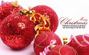 Red Beautiful Christmas Balls Wallpapers with Christmas Wishes Quote ...
