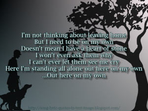 On My Own - Alanis Morissette Song Lyric Quote in Text Image