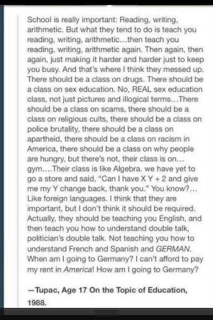 Tupac on education