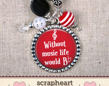 Music Teacher Gift, Treble Clef Key Ring, Without Music Life Would B ...