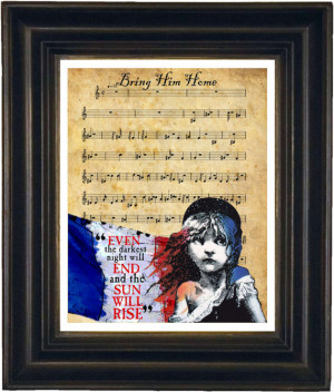 Les Misérables Song Bring Him Home Sheet Music with Victor Hugo Quote ...