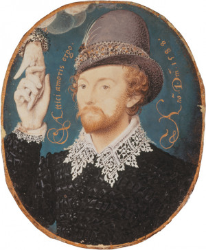Man Clasping a Hand from a Cloud’; miniature, thought by some to ...
