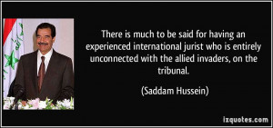 ... unconnected with the allied invaders, on the tribunal. - Saddam