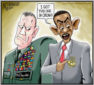 BRITISH POLITICAL CARTOONS - OBAMA'S EARNED MEDAL vs REAL MILITARY