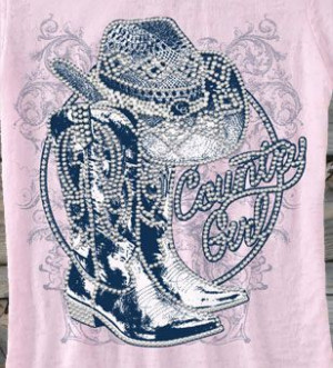 Soft Pink - Juniors Country Girl ® Boots Rhinestones Burnout Tee
