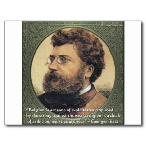 georges_bizet_religion_shame_quote_gifts_cards_postcard ...