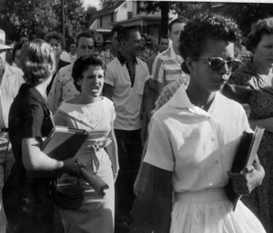 Fifteen-year-old Elizabeth Eckford endures with dignity the jeers of a ...