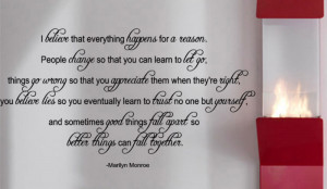 Marilyn Monroe I Believe Quote Removable Wall Art Vinyl Decal Sticker