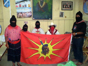 ... showing solidarity with Sovereign Mohawk Nation , whose flag is shown