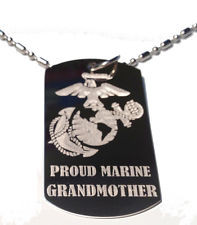 United States USMC Marines Proud Grandmother - Dog Tag w/ Metal Chain ...