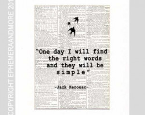 Jack Kerouac QUOTE typography art print on upcycled vintage dictionary ...