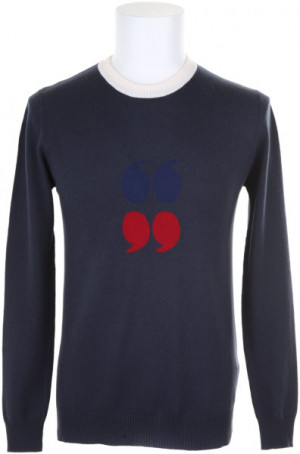Band Of Outsiders Quotes Sweater in A Blend Of Wool and Cotton in Blue ...