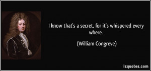 know that's a secret, for it's whispered every where. - William ...