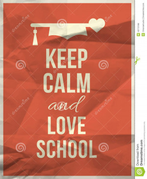 Keep calm and love school quote design typographic quote on red ...