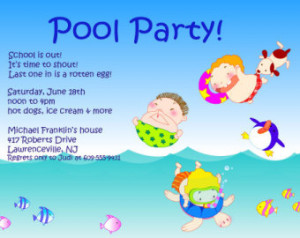 Pool Party - End of School Year Sum mer Celebration - invitations DIY ...