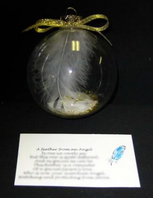 Angel Feather Glass Ball Ornament & Poems