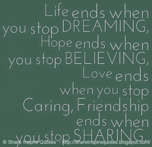 when you stop caring friendship ends when you stop sharing