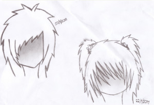Emo Girl And Boy Drawing Boy and girl hair style :d by
