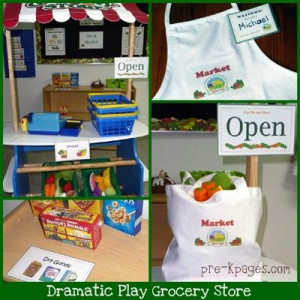 Grocery store dramatic play ideas + free name tag printable via www ...