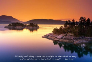 peaceful water with Lao Tzu quote