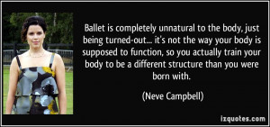 Ballet is completely unnatural to the body, just being turned-out ...