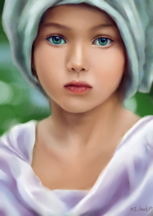 Green eyes girl by AJ-cloud