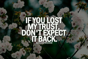 If you lost my trust, don't expect it back.