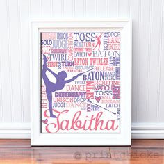 Baton Twirling Print Baton Typography Wall Art by PrintChicks,