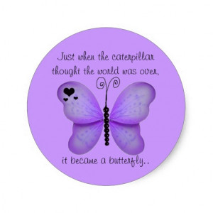 Hearts and Purple Butterfly Quote Stickers