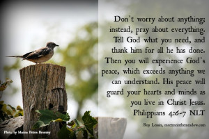 We are instructed in Philippians 4:6 to not be anxious. Instead, we ...