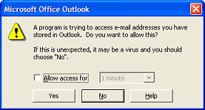 Outlook E-mail Warning