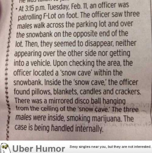 Probably the best police beat story I have seen at my local university ...