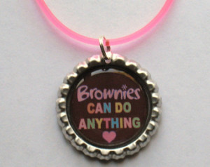 Boutique Girl Scout Brownies Can Do Anything Bottlecap Necklace