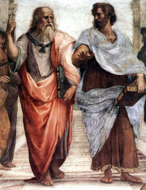 中央にいる二人は、プラトンとアリストテレスで ...