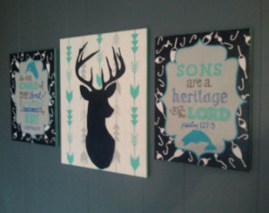 ... hunting and fishing theme for boy's nursery/room with bible verses