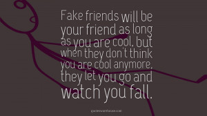 Fake friends will be your friend as long as you are cool, but when ...