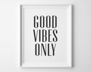 Good Vibes Only Inspirational Print, Motivational Wall Decor, Modern ...