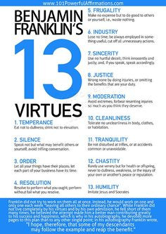 Benjamin Franklin's 13 Virtues More