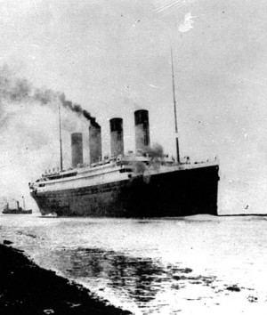 In this April 10, 1912 file photo, the Luxury liner Titanic departs ...