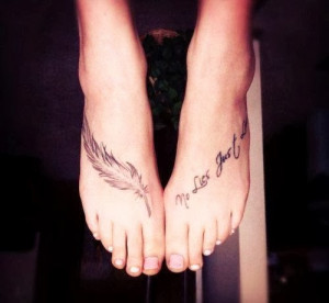 Charming Foot Quote Tattoos for Girls - Feather Cute Foot Quote ...