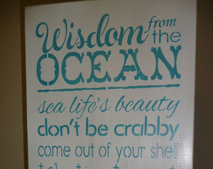 ... Painted, Wood Sign, Wall Decor,Ocean, Quotes, Sea, Inspiring, Unique